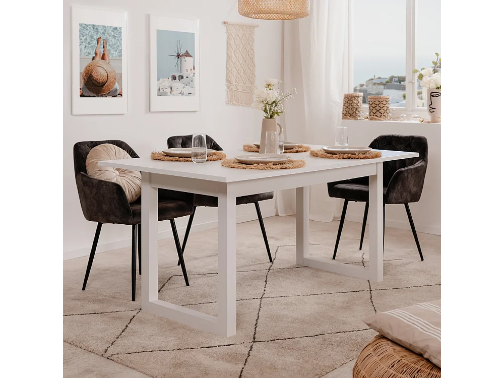 Table à manger industrielle extensible 10 personnes blanche KOTOR