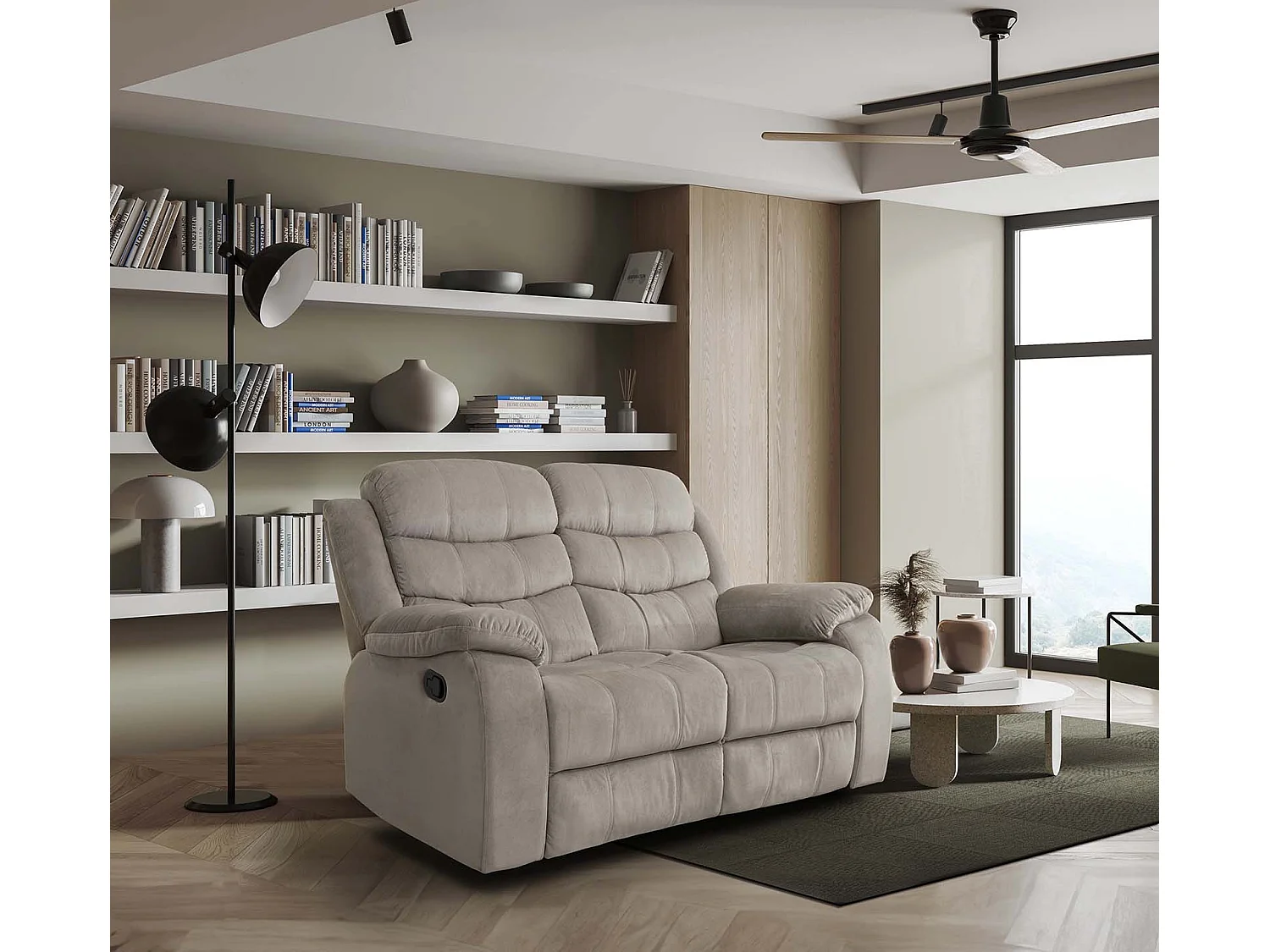 Sofá Reclinável Manual Houston 2 lugares Marrom