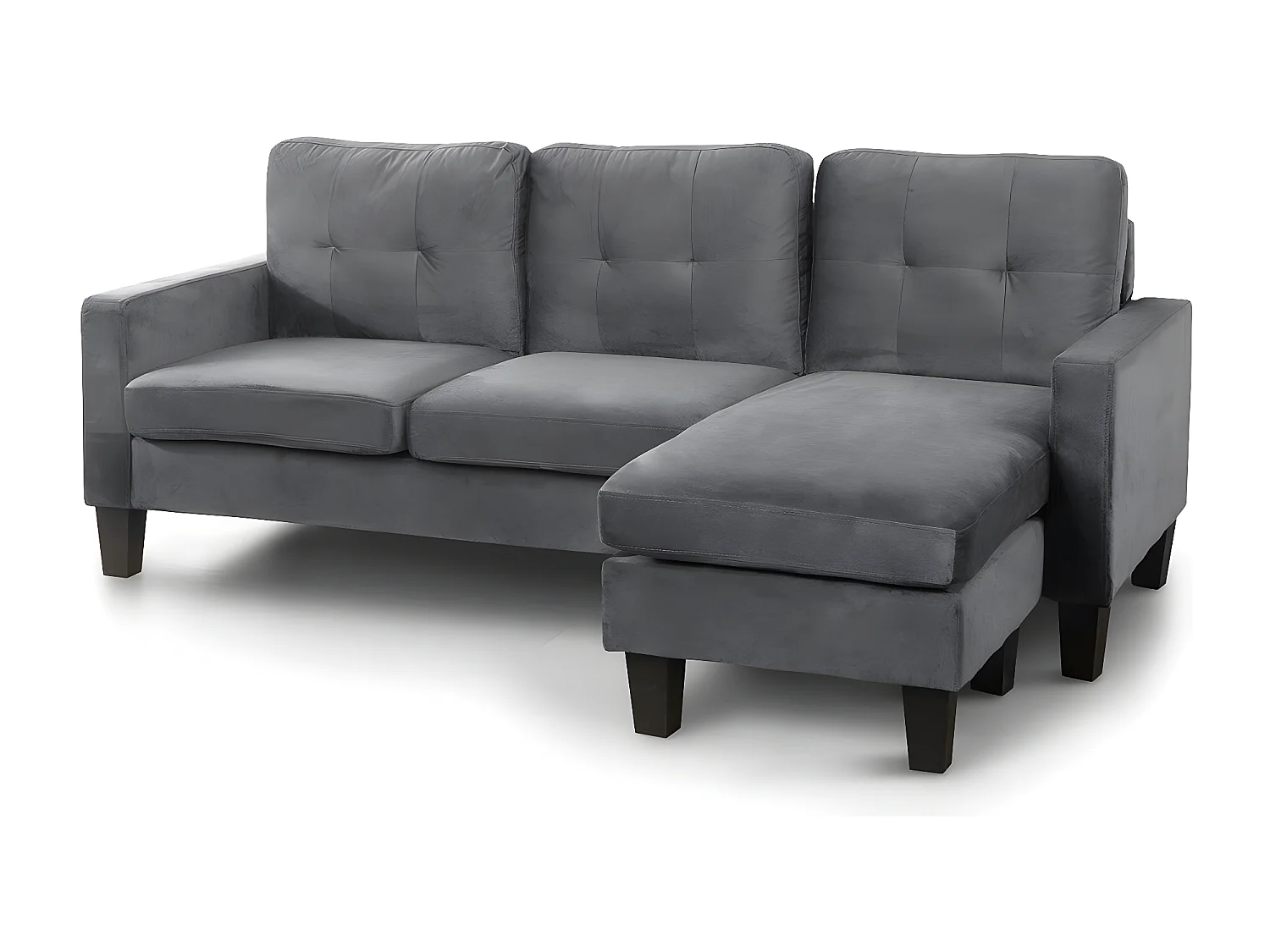 Sofá + Puff Vika Conversível em Chaise Longue