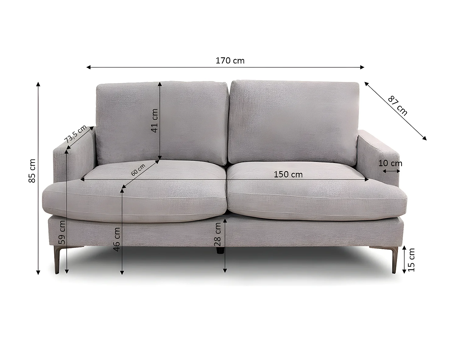 Sofa 3 Plazas Moretti 170cm