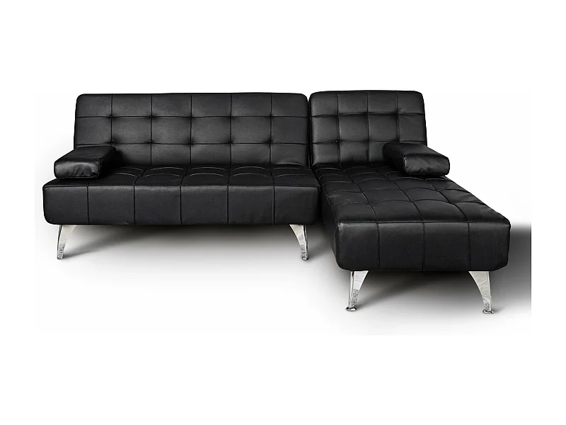 Sofá-Cama Chaise Longue Keren XS 198cm Preto em Couro Sintetico