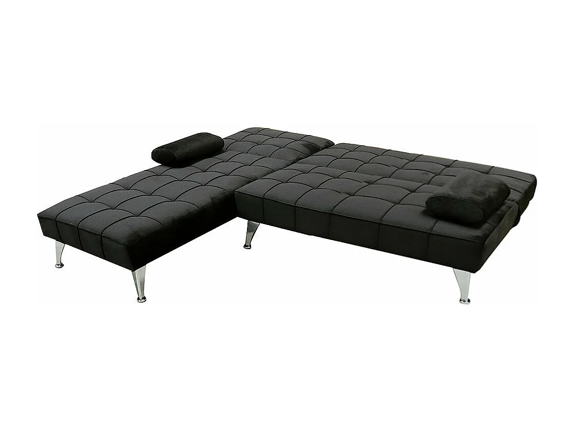 Sofá-Cama Chaise Longue Keren XS 198cm Preto em Couro Sintetico