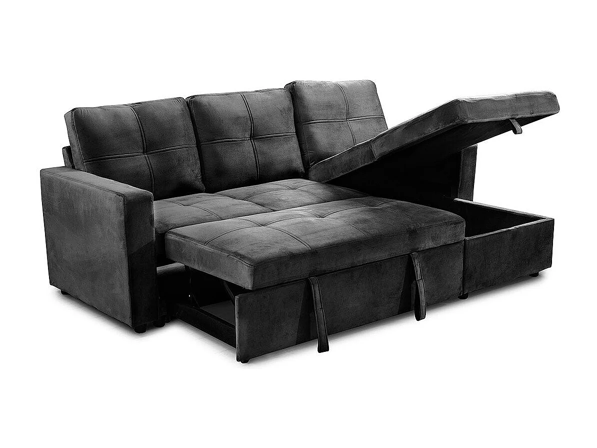 Sofá-Cama Chaise Longue Pau 215cm Preto