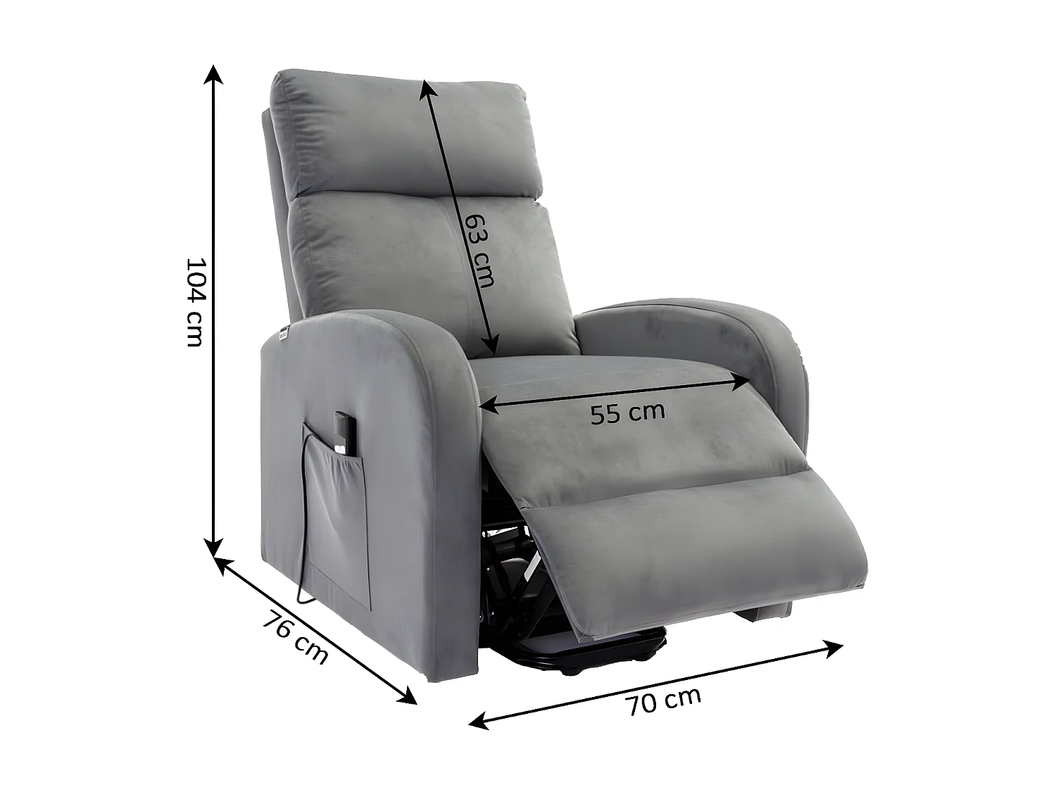 Poltrona Reclinavel Electronica Irene, Sofá de 1 lugar, Cinza