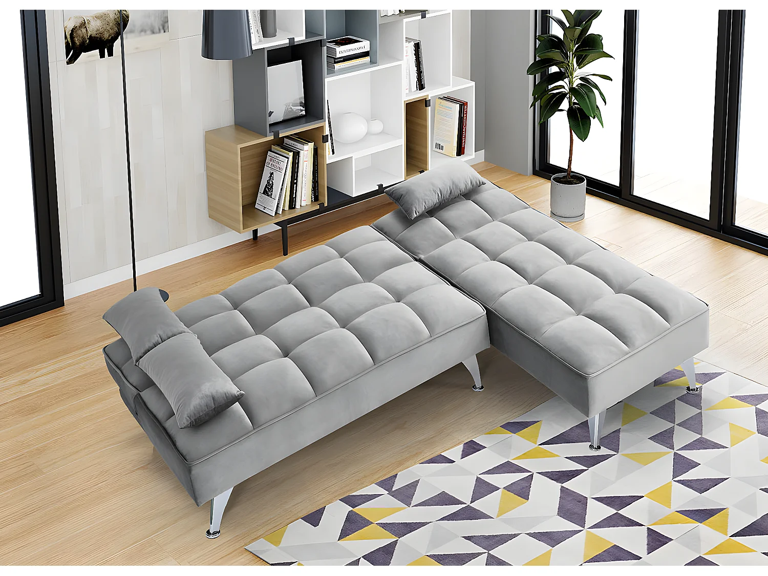 Sofá-Cama Chaise Longue Noelia XS 200cm Preto