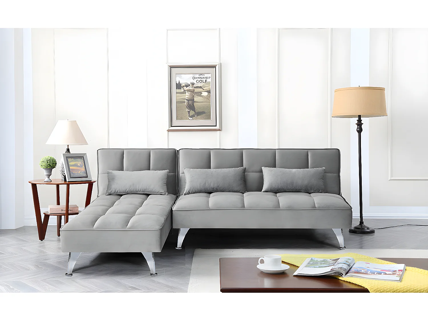 Sofá-Cama Chaise Longue Noelia XS 200cm Preto