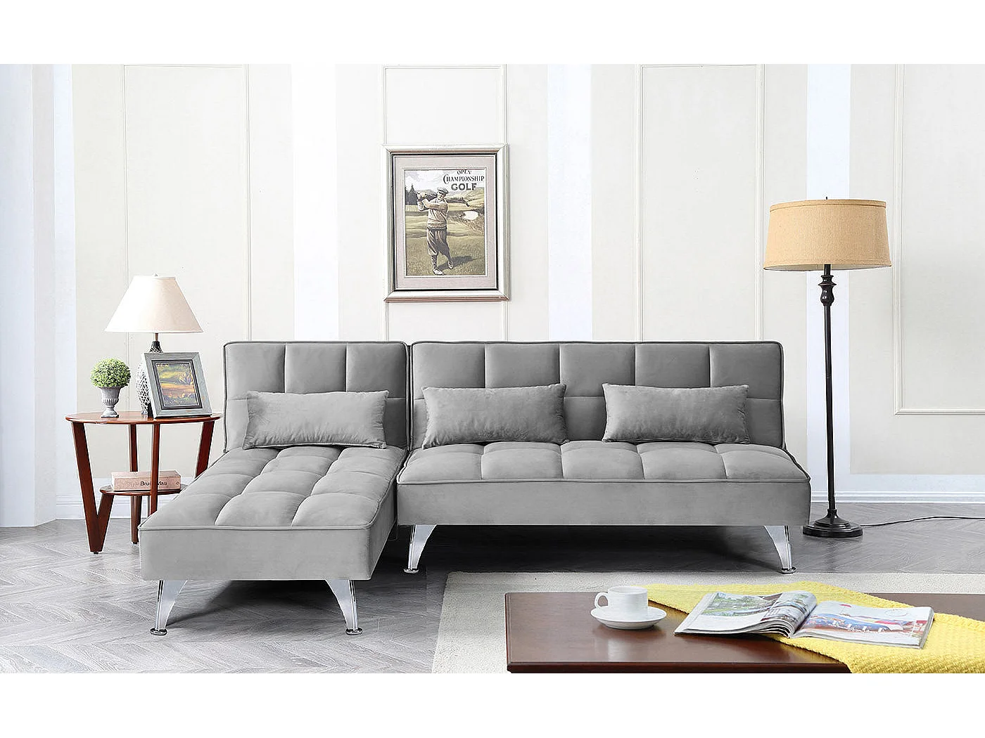 Sofá-Cama Chaise Longue Noelia XS 200cm Preto