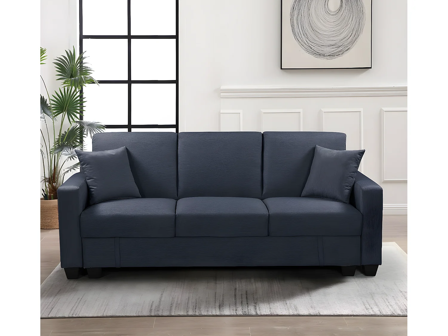 Sofa Cama Keyla 210cm, con Arcon Gris Oscuro