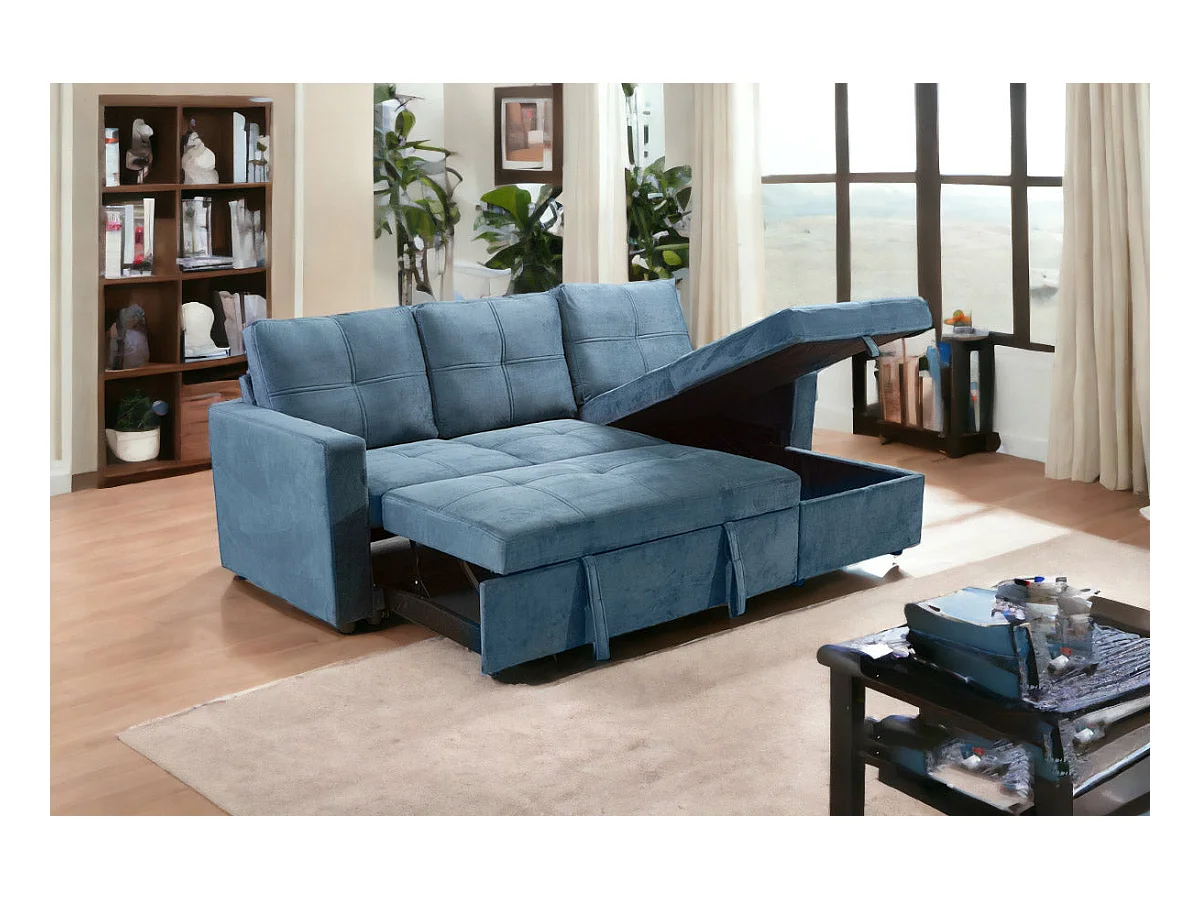 Sofá-Cama Chaise Longue Pau 215cm Azul