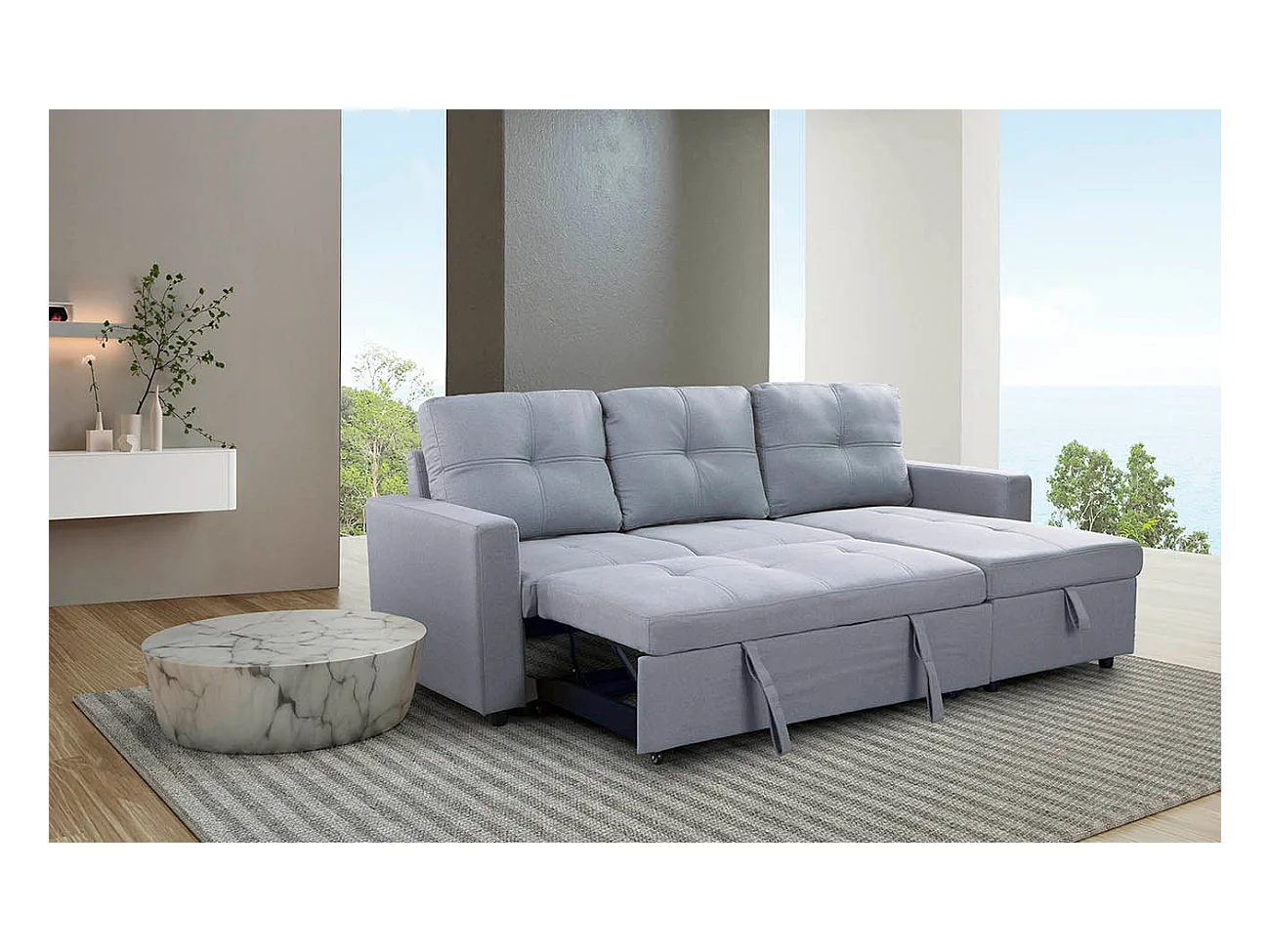 Sofá-Cama Chaise Longue Pau 215cm Azul