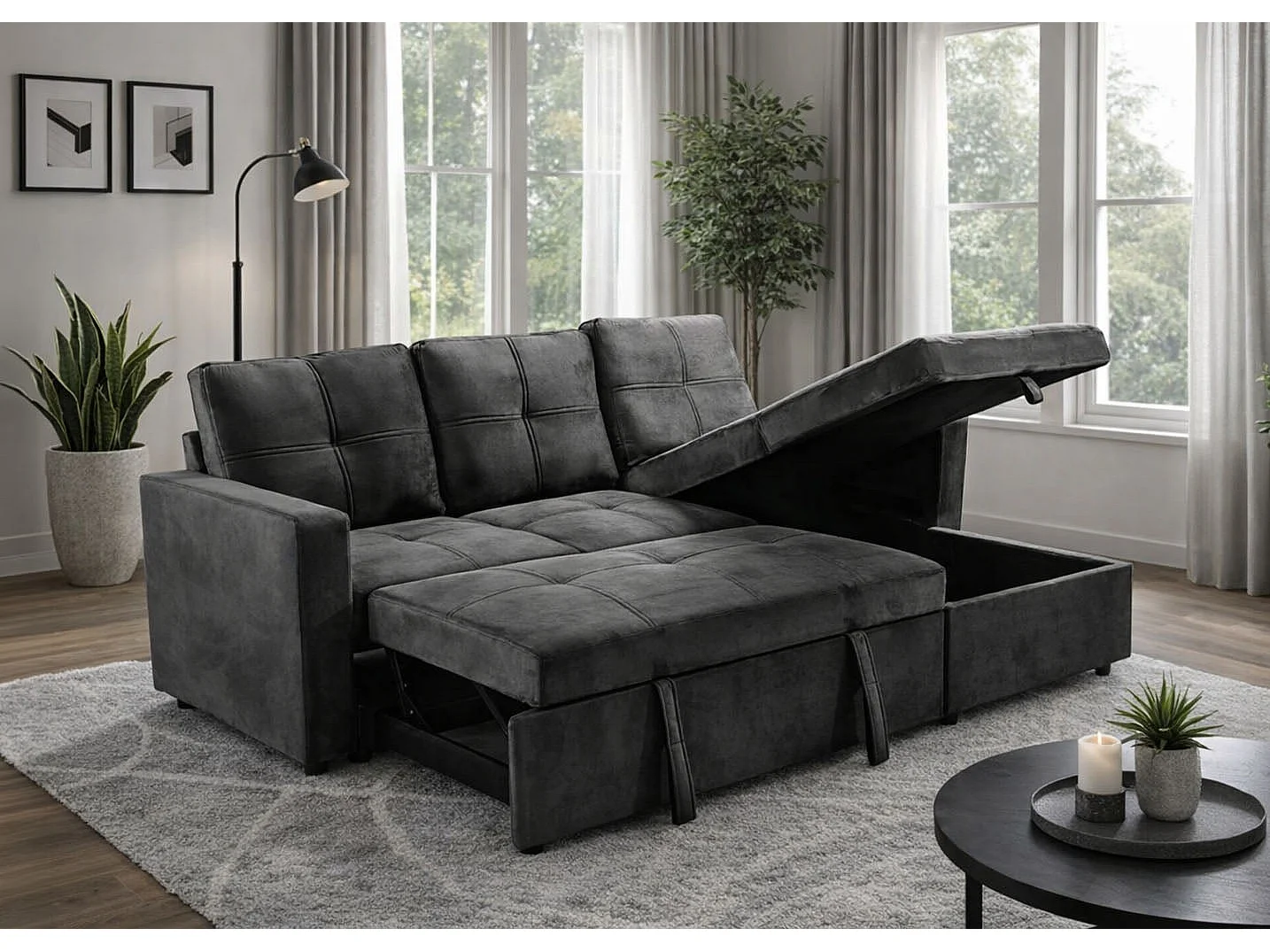 Sofá-Cama Chaise Longue Pau 215cm Azul