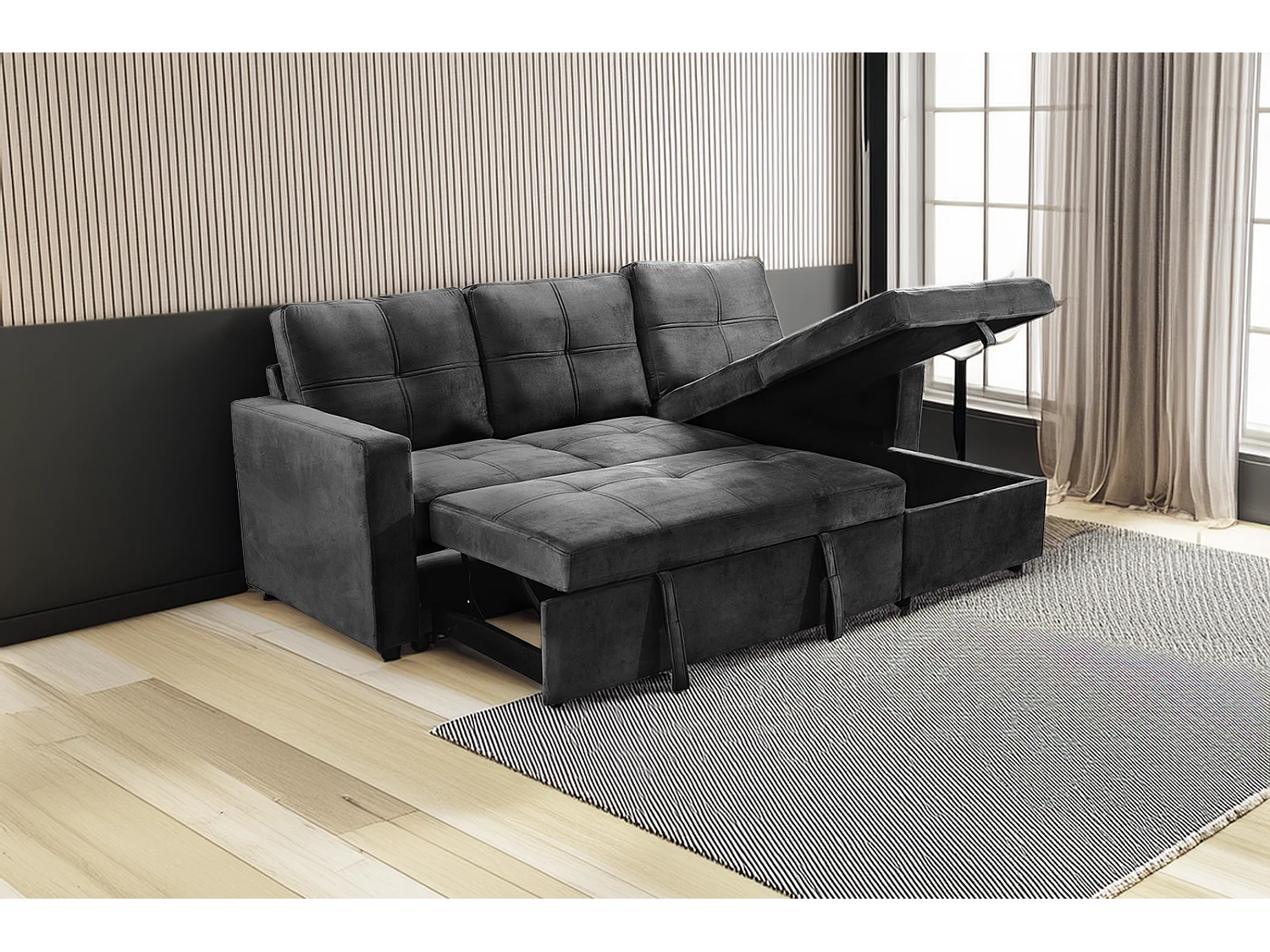 Sofá-Cama Chaise Longue Pau 215cm Azul