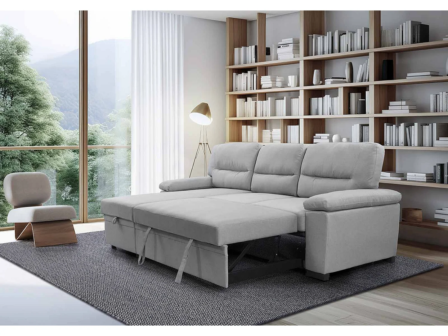 Sofa Cama Chaise Longue Emma 238cm Gris Oscuro