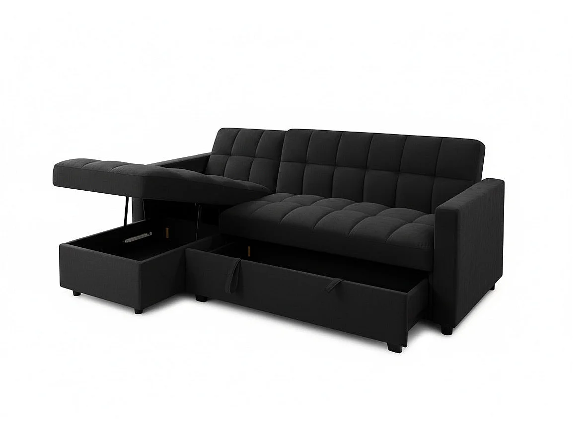 Sofá-Cama Chaise Longue Kris 210cm Preto