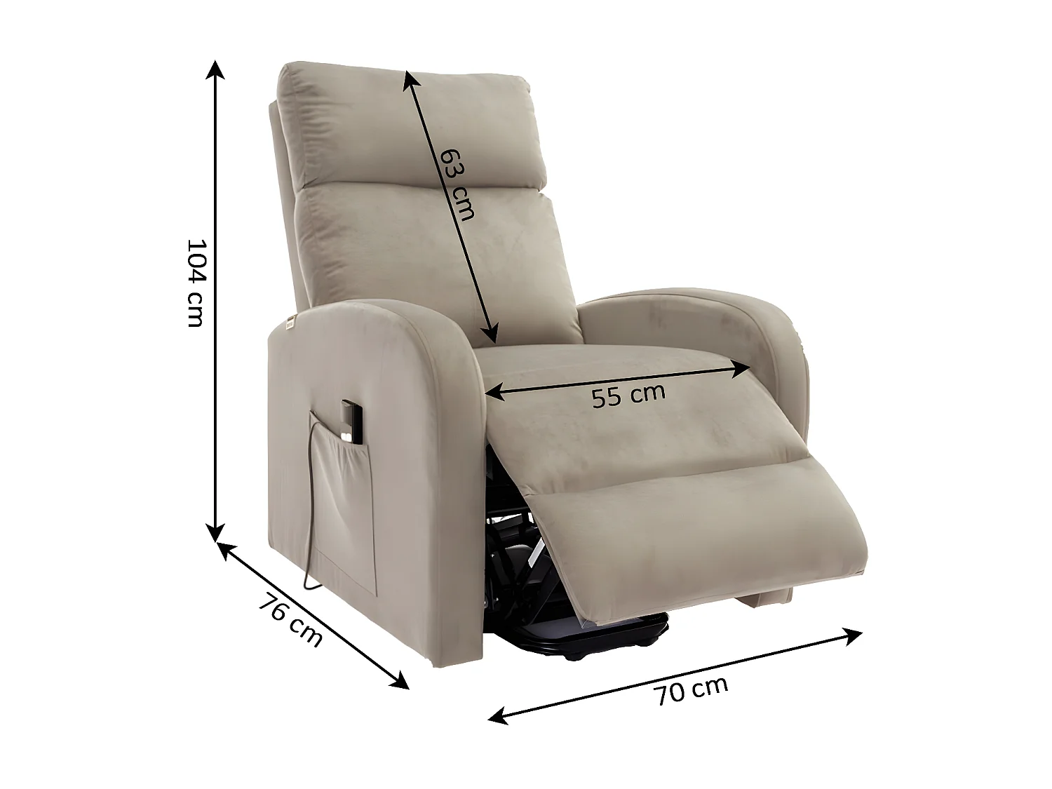 Poltrona Reclinavel Electronica Irene, Sofá de 1 lugar, Marrom