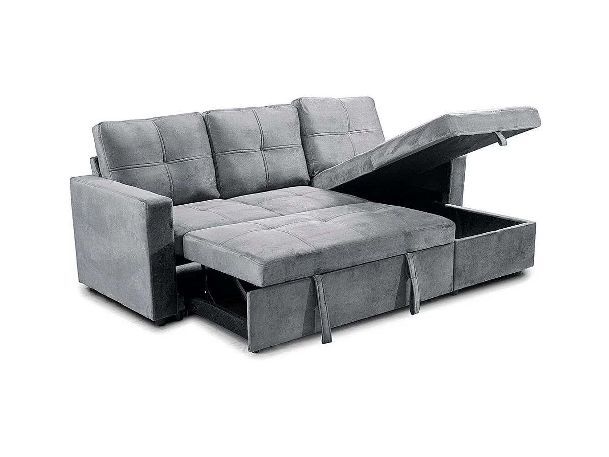 Sofá-Cama Chaise Longue Pau 215cm Cinza