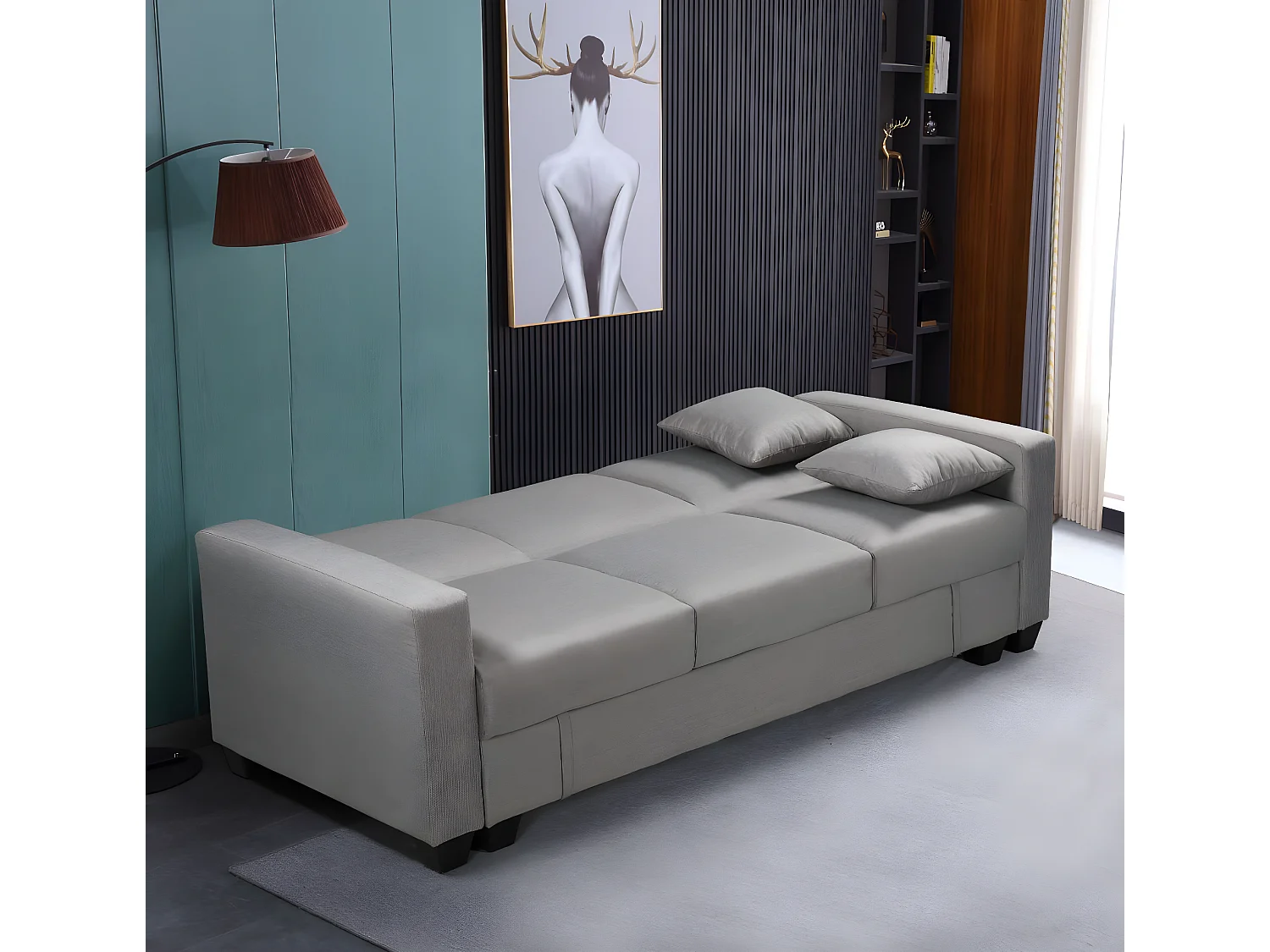 Sofa Cama Keyla con Arcon, 210cm Gris