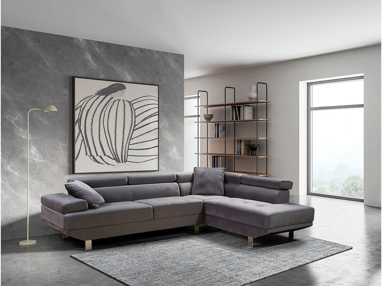 Sofa Rinconera Chaise Longue Executive 262cm Negro, Chaise Derecho