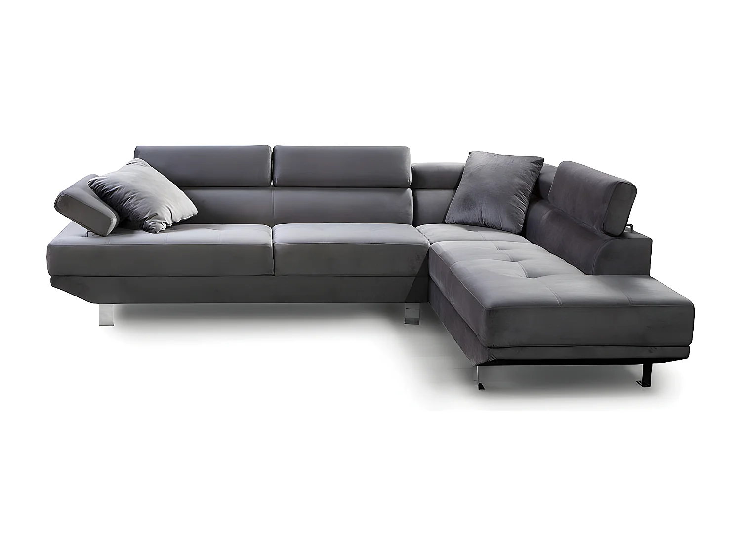 Sofá de Canto Chaise Longue Executive 262cm Preto, Chaise Direita