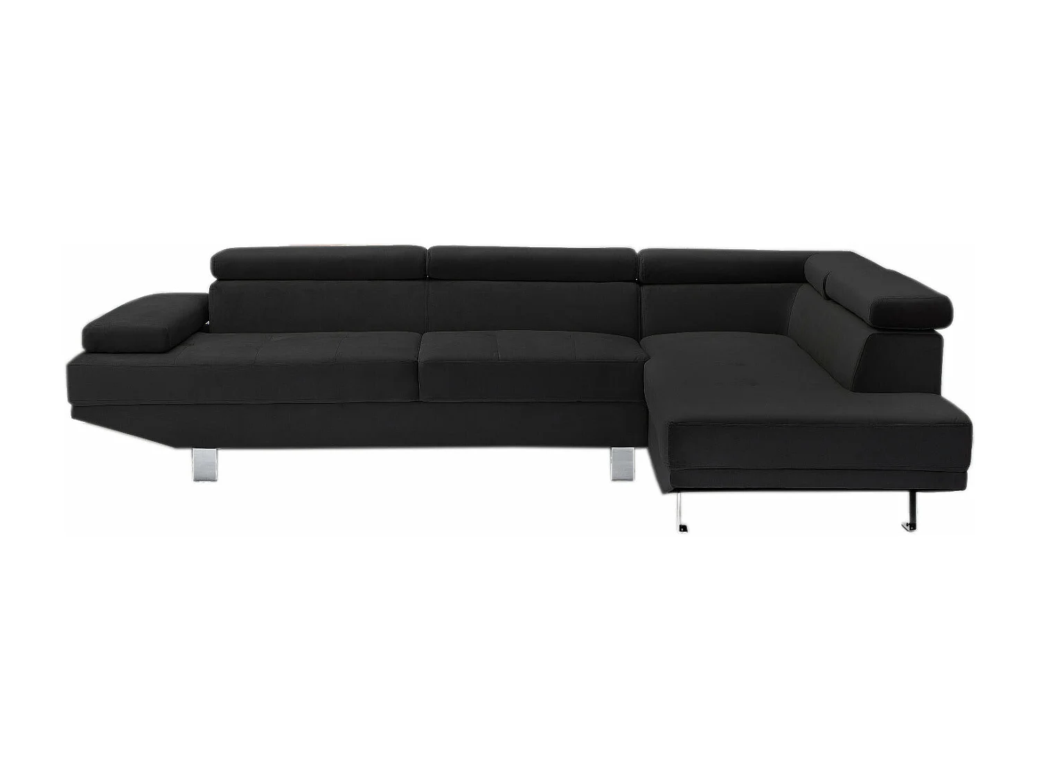 Sofá de Canto Chaise Longue New Daniela 254cm Preto, Chaise Direita