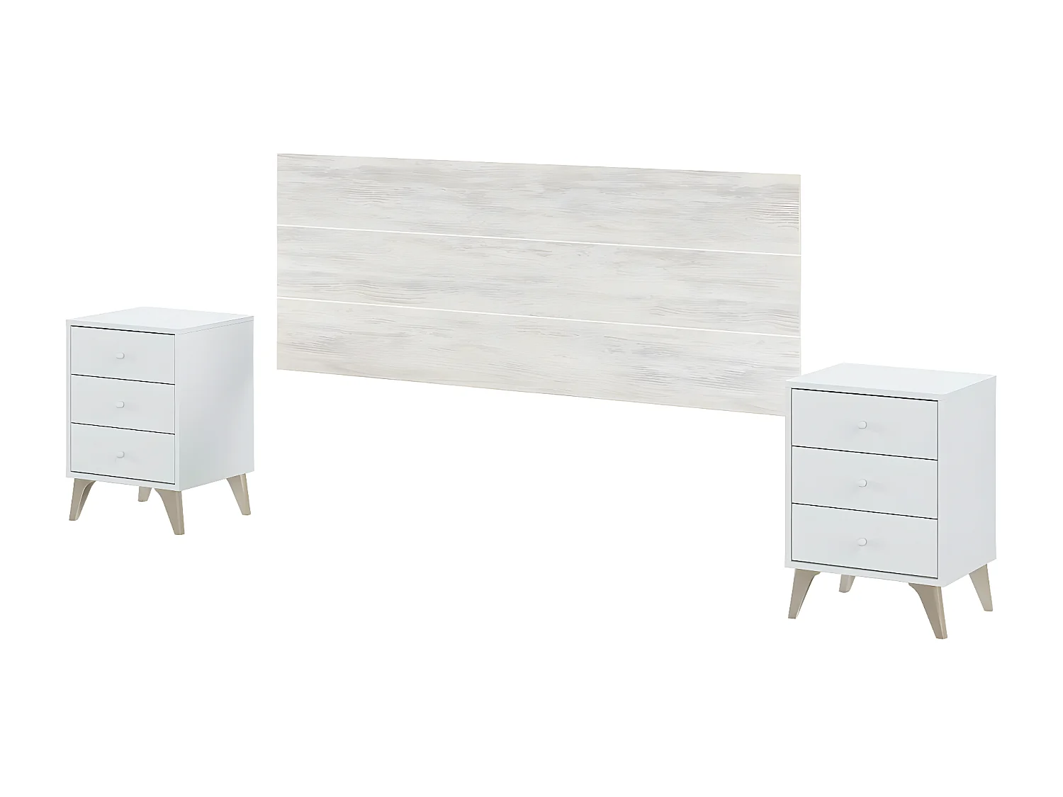 Cabecero de Cama Sweet. Cabezal + 2 Mesitas Blanco 240x100 cm