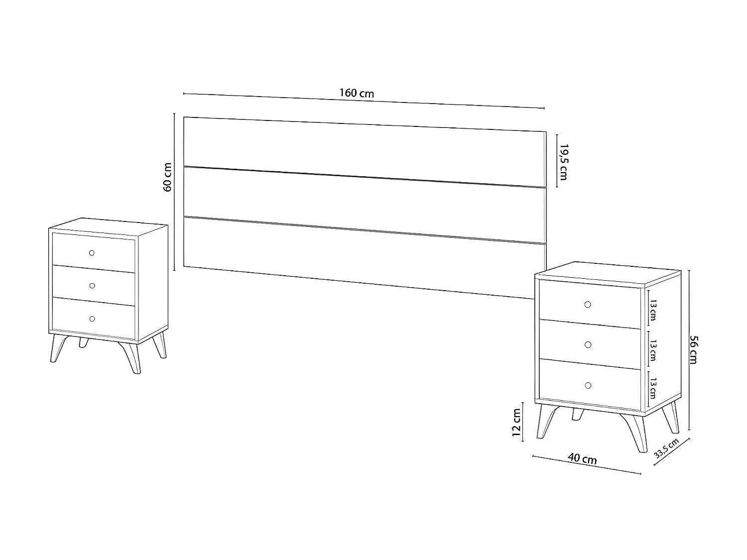 Cabecero de Cama Sweet. Cabezal + 2 Mesitas Blanco 240x100 cm