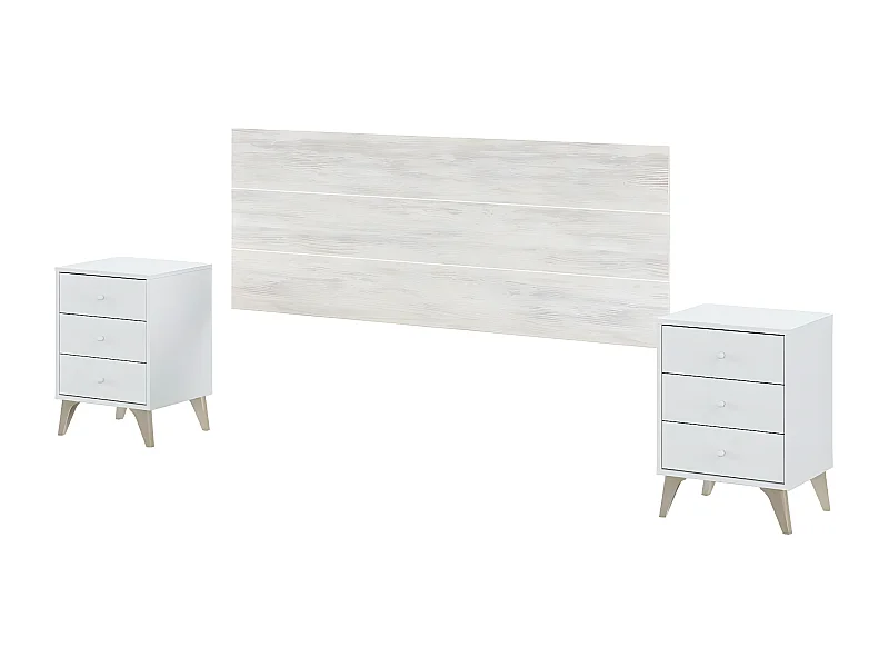 Cabecero de Cama Sweet. Cabezal + 2 Mesitas Blanco 240x100 cm