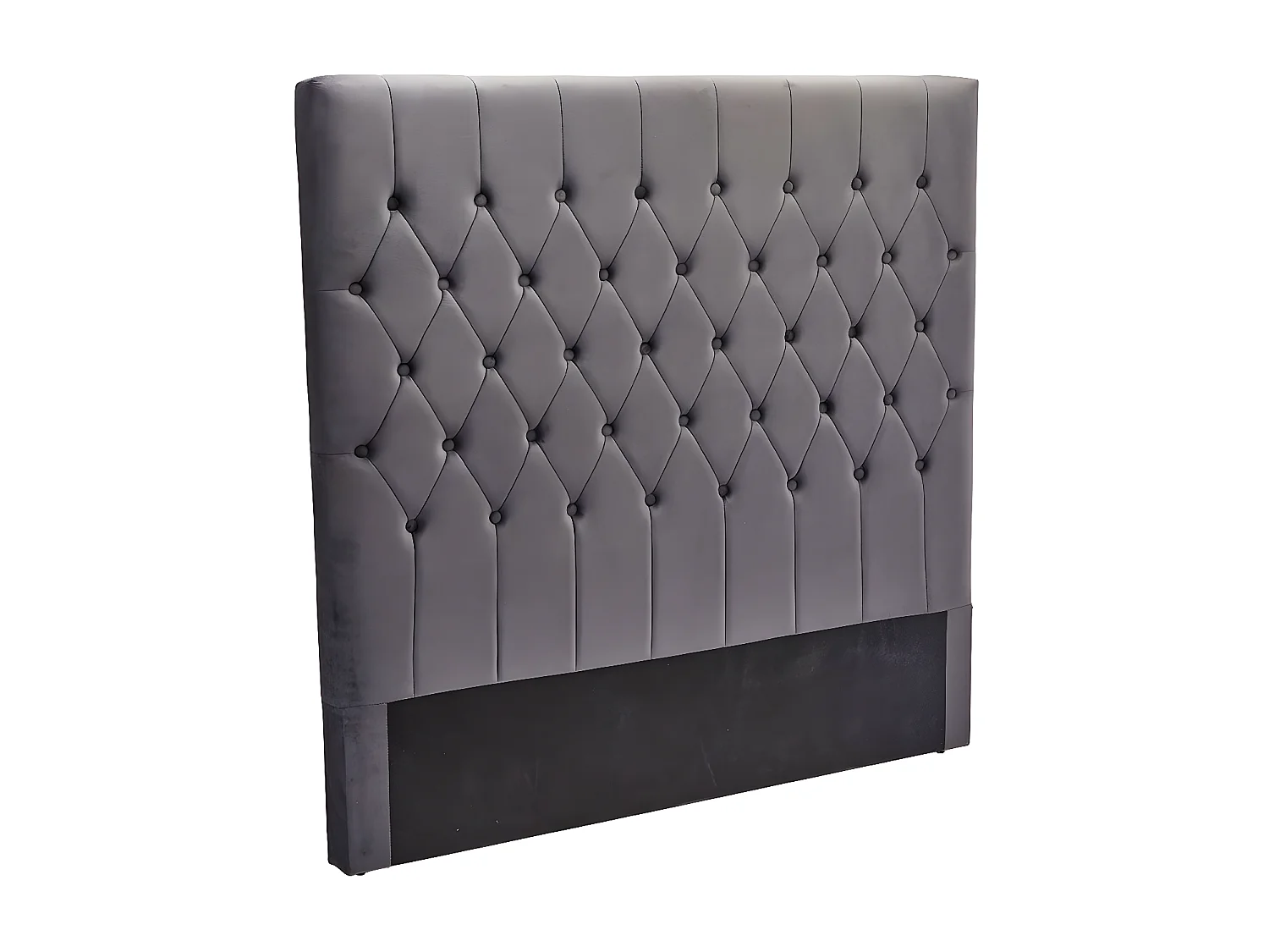 Cabecero de Cama Capitone en Terciopelo 135cm Gris Oscuro 140x137 cm