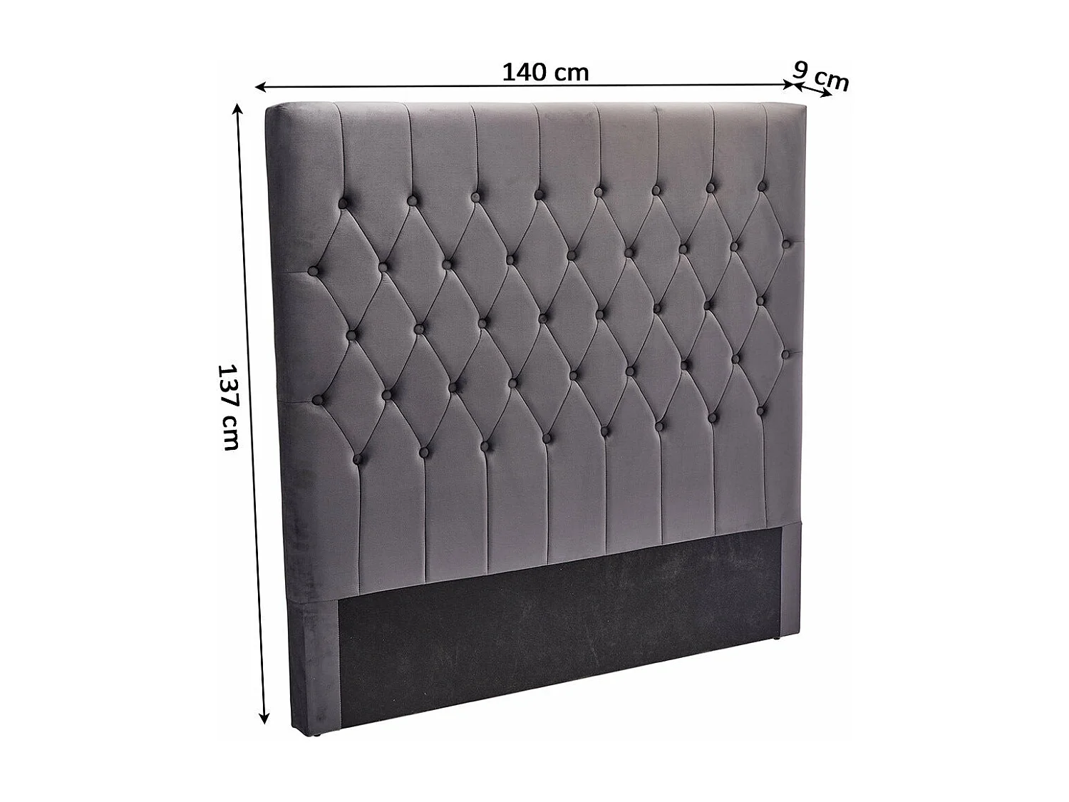 Cabecero de Cama Capitone en Terciopelo 135cm Gris Oscuro 140x137 cm