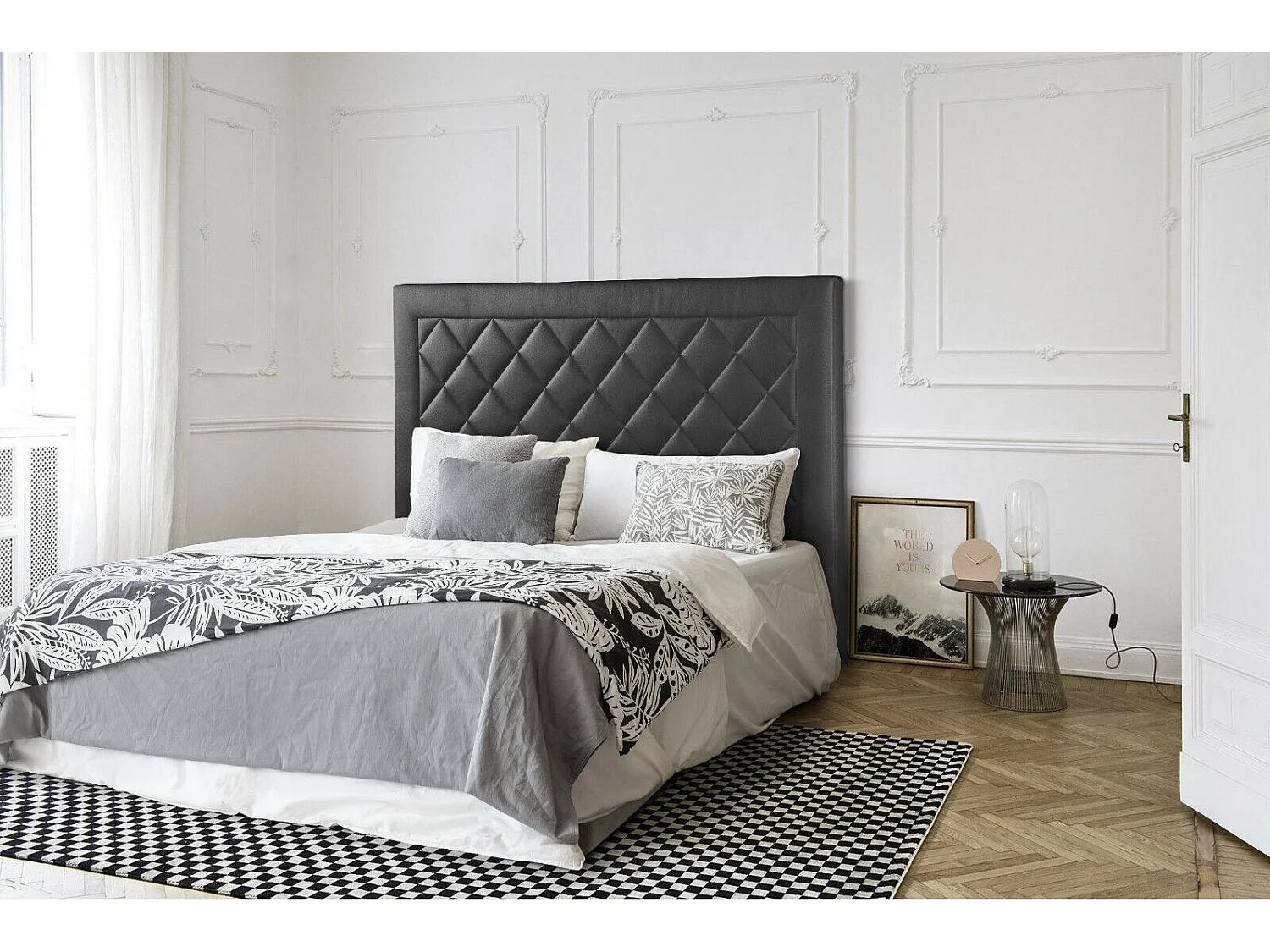 Monaco. Cabecero de Cama en Polipiel. 130 cm de alto (para 135 o 150) Blanco 150x130 cm