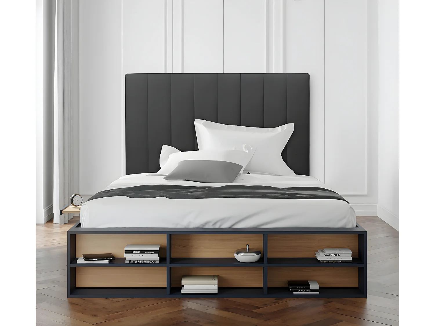 New York Cabecero de Cama. Polipiel. Alto: 130 cm (para 135 o 150) Blanco 135x130 cm