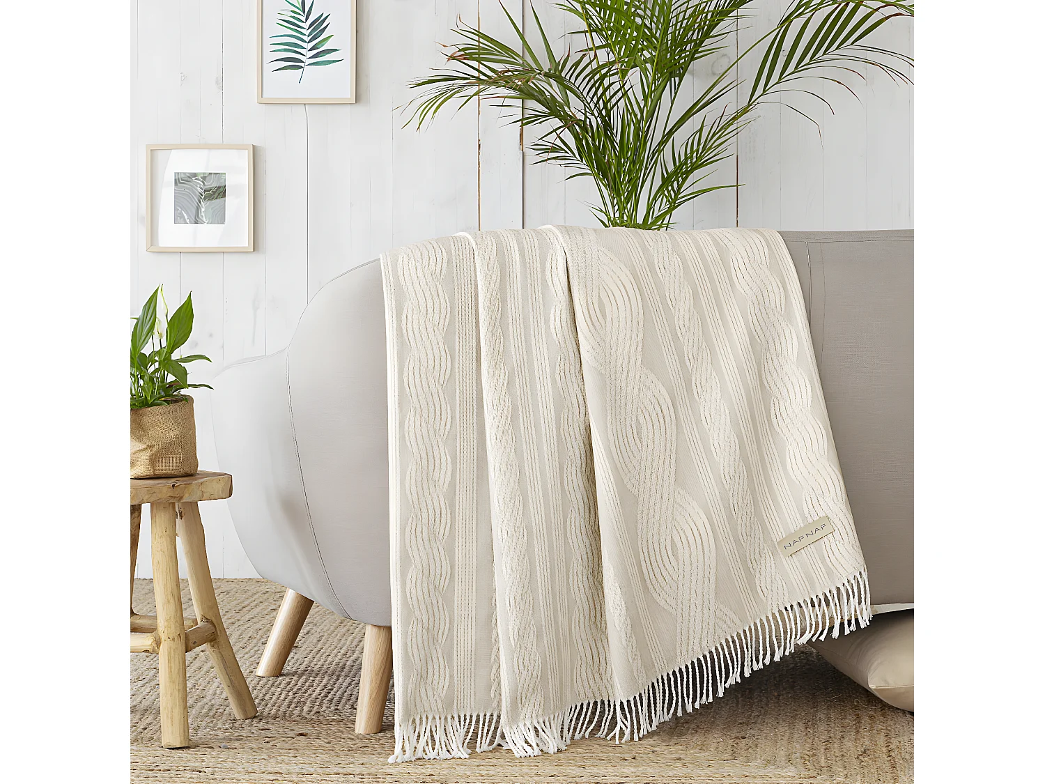 Plaid taupe 130x170 cm FONTAINE