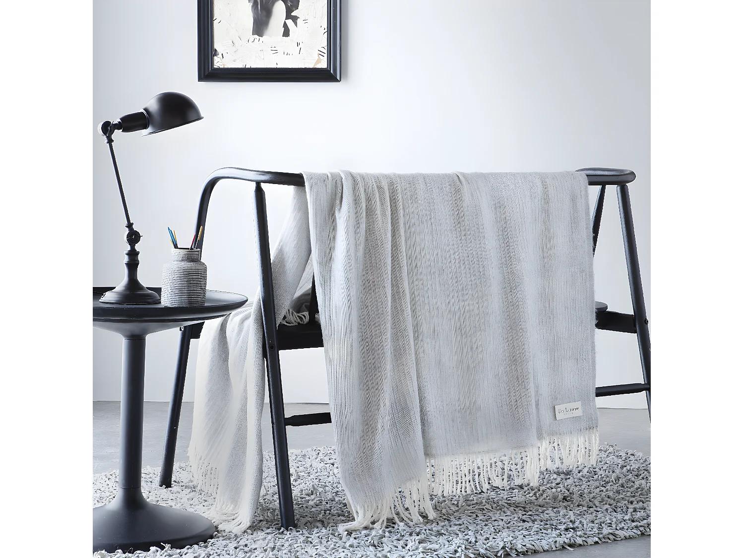 Plaid gris 130x170 cm LIMOGES