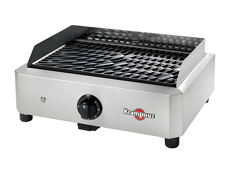 GRIL ELECTRIQUE 1700W TH 300°C PLAQUE FONTE 40X25 CM INOX KRAMPOUZ - GECIM1OA00