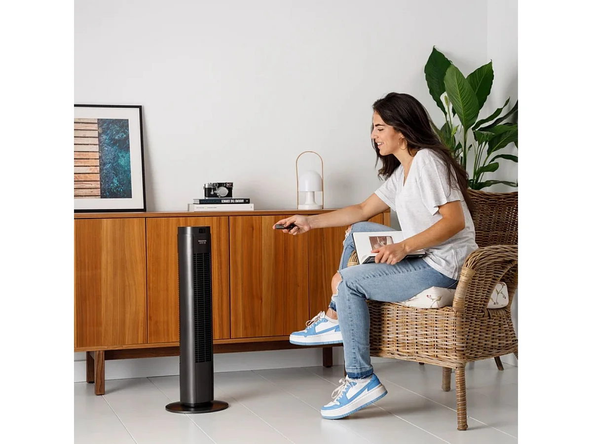 Taurus Alpatec Turmventilator 76cm 50W 4 Geschwindigkeiten Schwarz - Fernbedienung, Digitale Anzeige, Oszillation