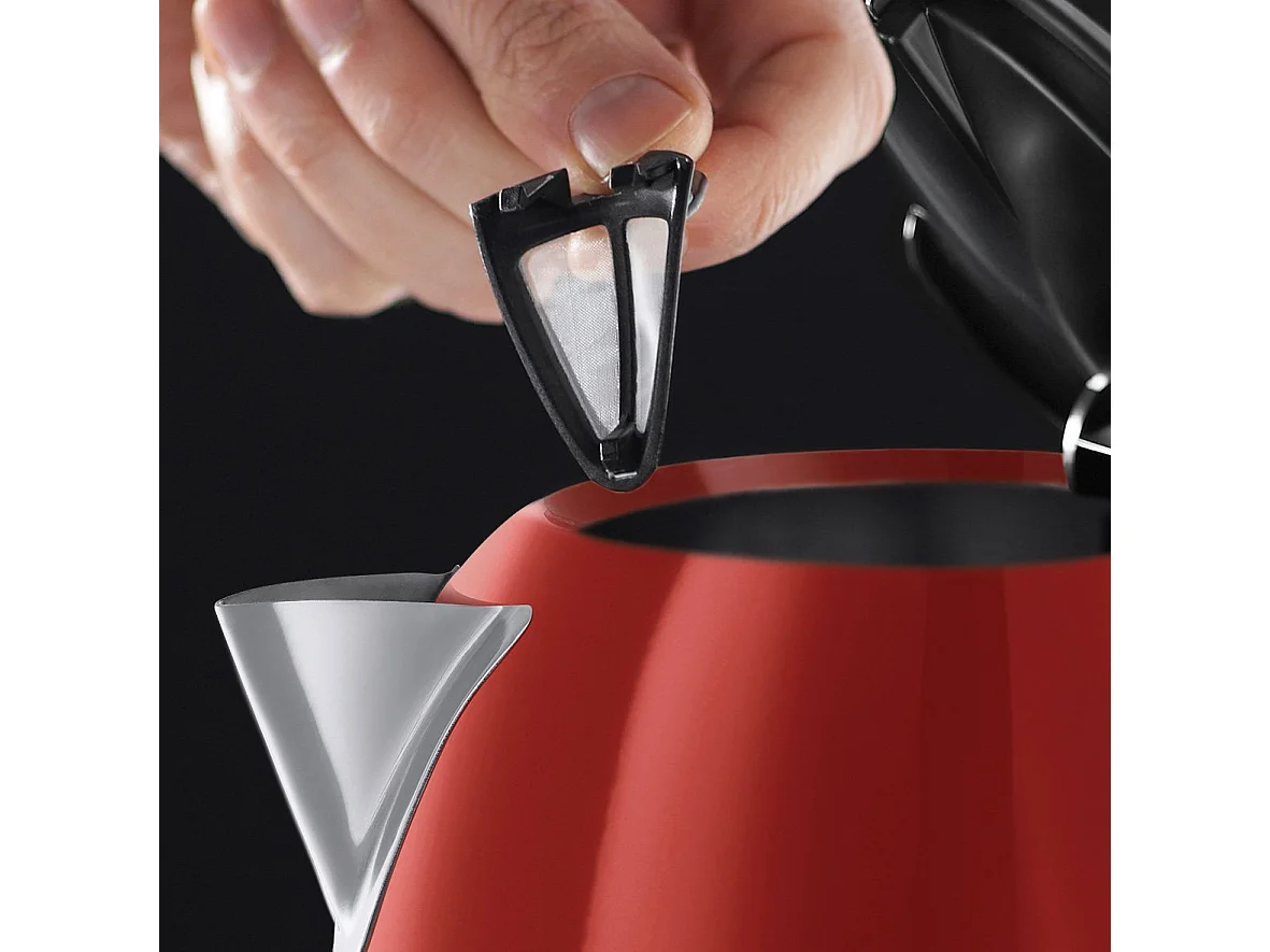 Russell Hobbs 20412-70 Bollitore Elettrico Nero Acciaio Inossidabile Rosso