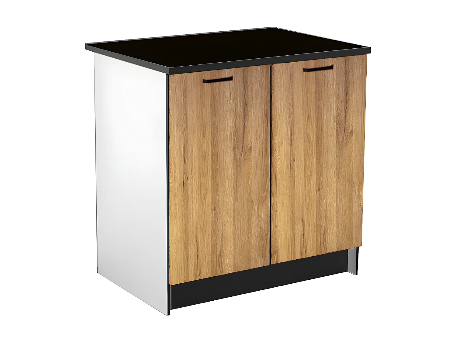 Cozinha completa de canto com plano de trabalho 356 cm natural e preto - TRATTORIA