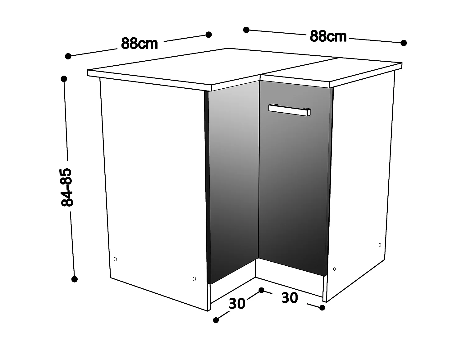 Complete hoekkeuken - Met werkblad 356 cm - Naturel en zwart - TRATTORIA