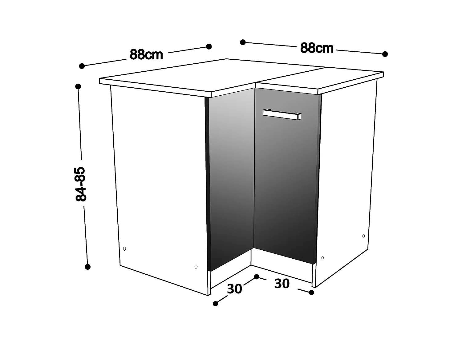 Cozinha completa de canto com plano de trabalho 416 cm natural e preto - TRATTORIA