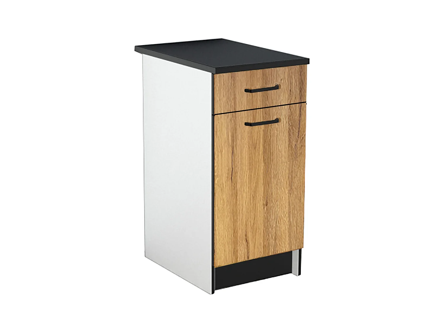 Cozinha completa de canto com plano de trabalho 416 cm natural e preto - TRATTORIA