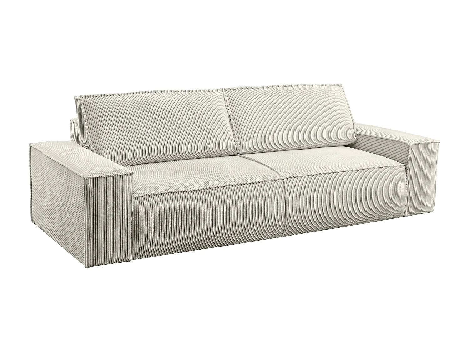 Canapé 4 places convertible et fauteuil en velours côtelé beige AMELIA