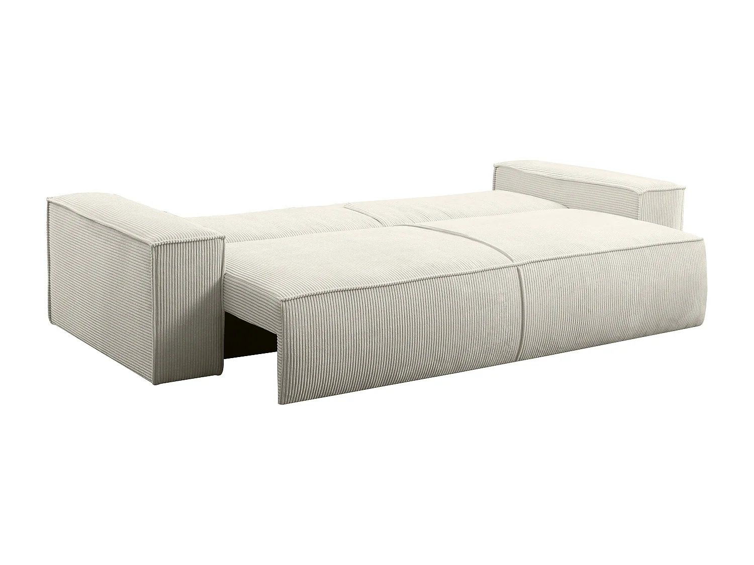 Canapé 4 places convertible et fauteuil en velours côtelé beige AMELIA