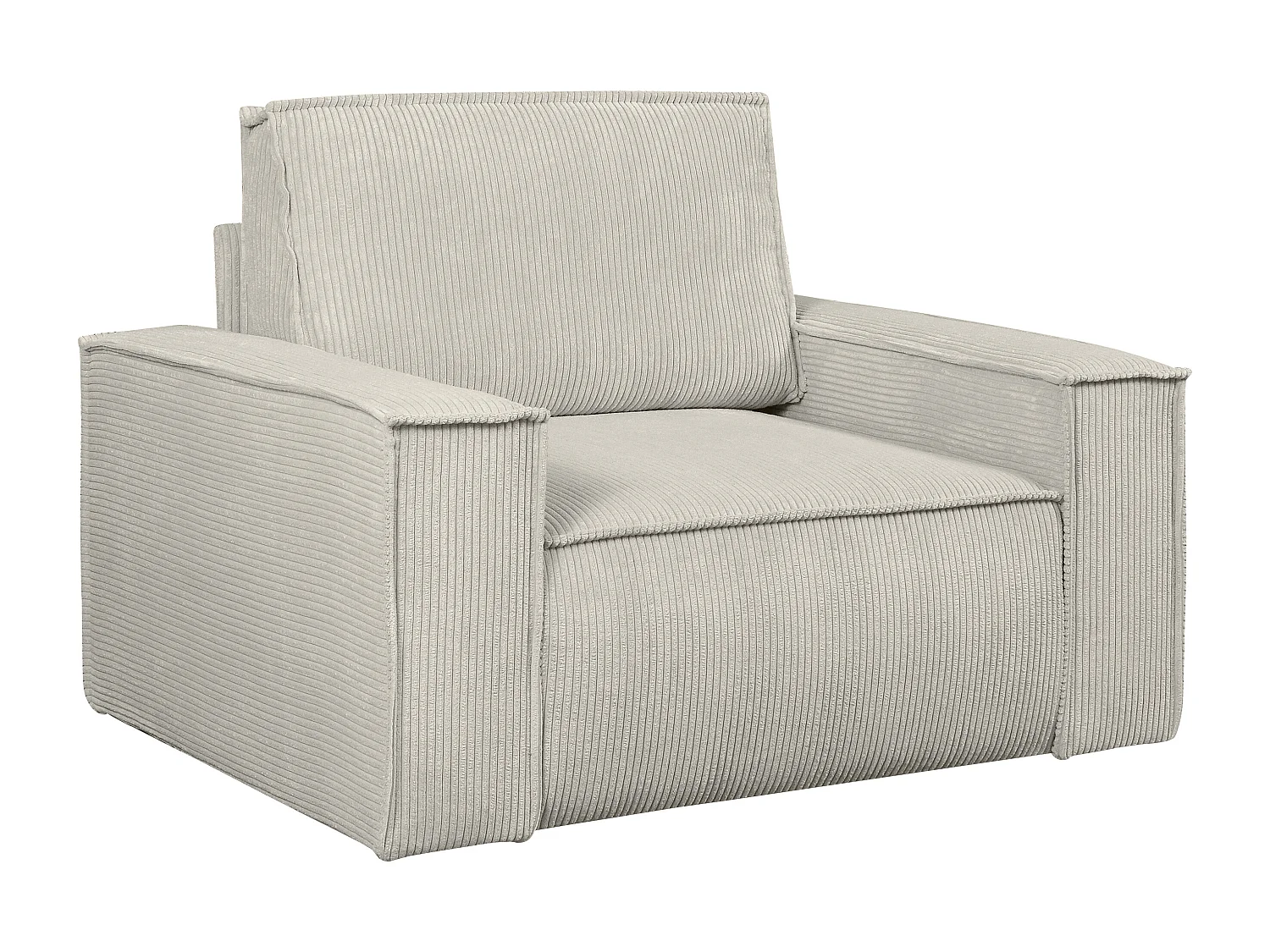 Canapé 4 places convertible et fauteuil en velours côtelé beige AMELIA