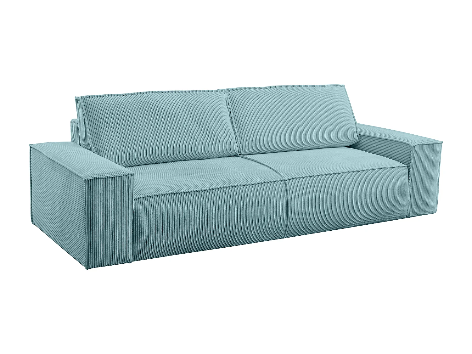 Canapé 4 places convertible et fauteuil en velours côtelé bleu turquoise AMELIA