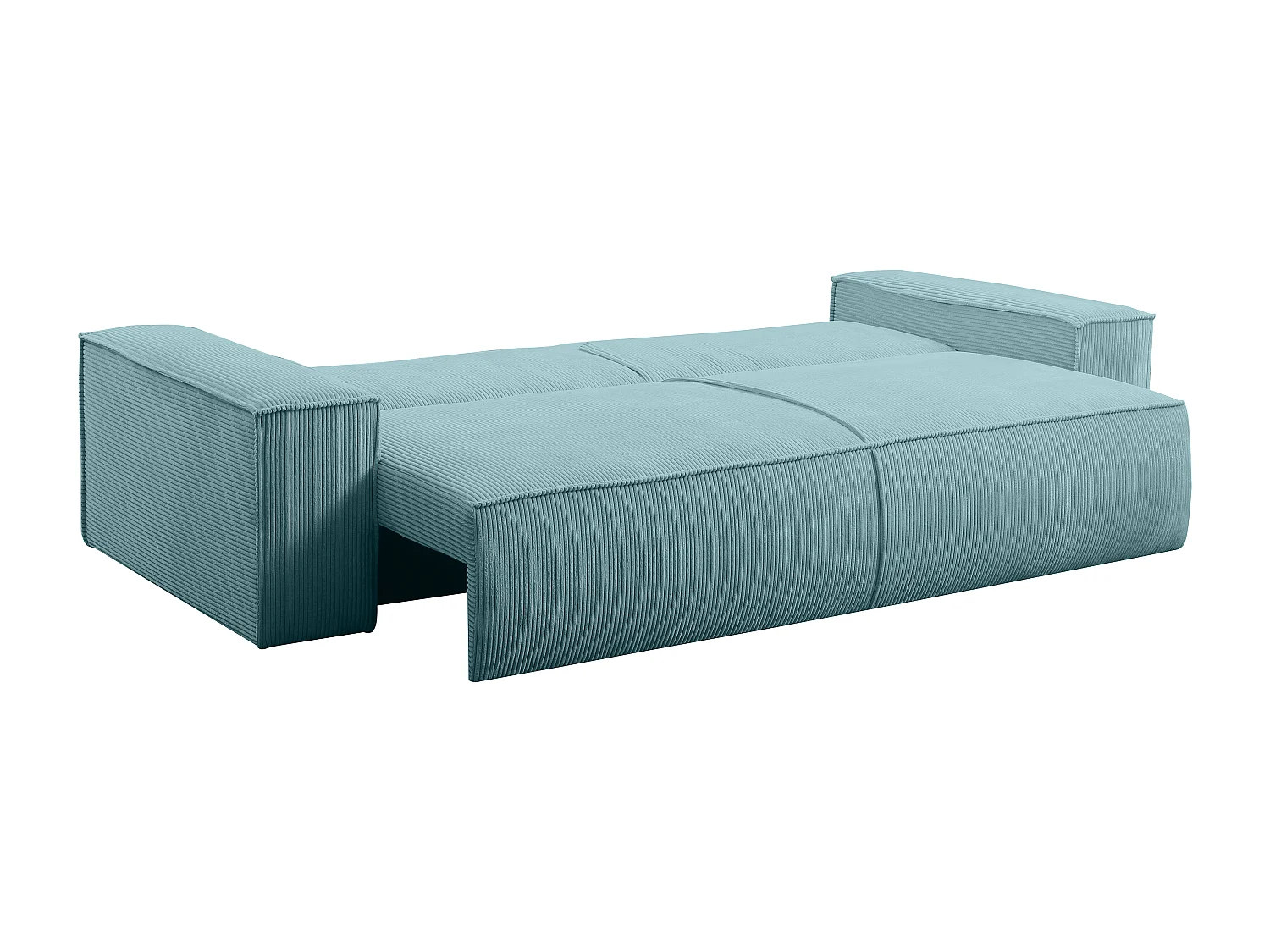 Canapé 4 places convertible et fauteuil en velours côtelé bleu turquoise AMELIA