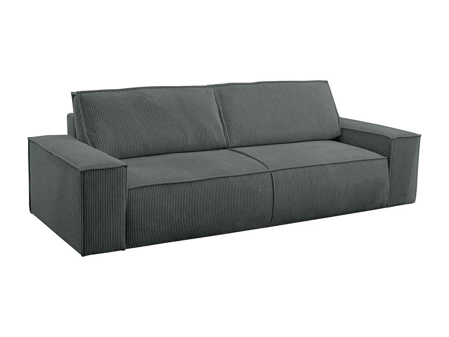 Canapé 4 places convertible et fauteuil en velours côtelé gris anthracite AMELIA