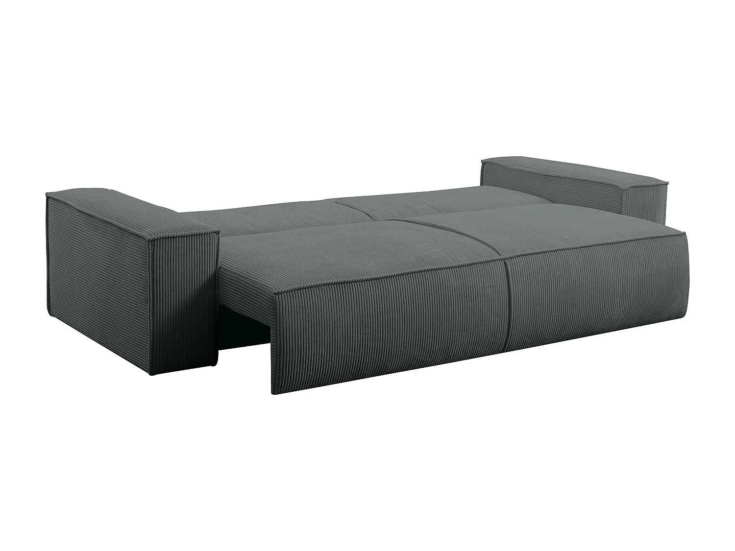 Canapé 4 places convertible et fauteuil en velours côtelé gris anthracite AMELIA