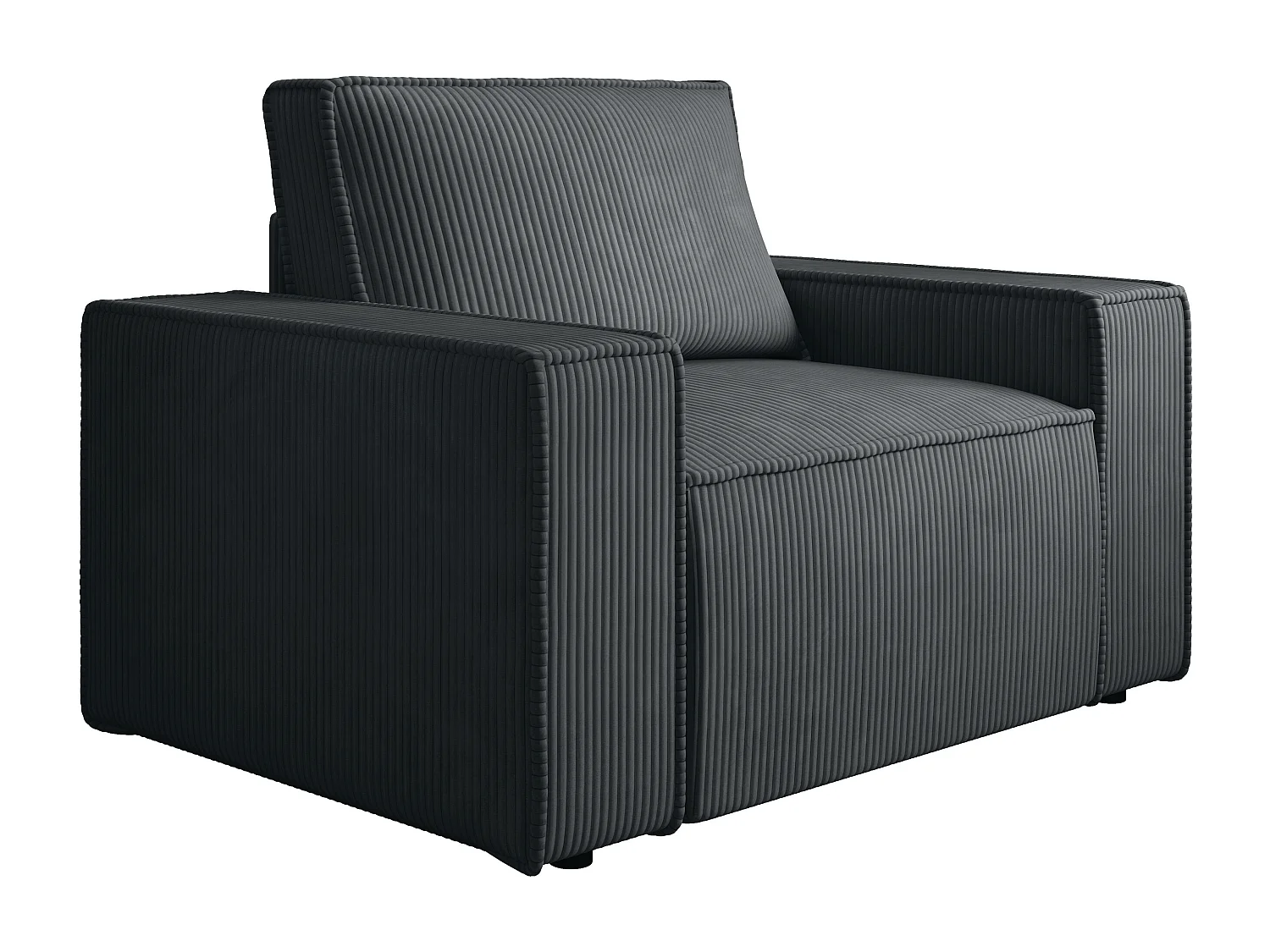 Canapé 4 places convertible et fauteuil en velours côtelé gris anthracite AMELIA