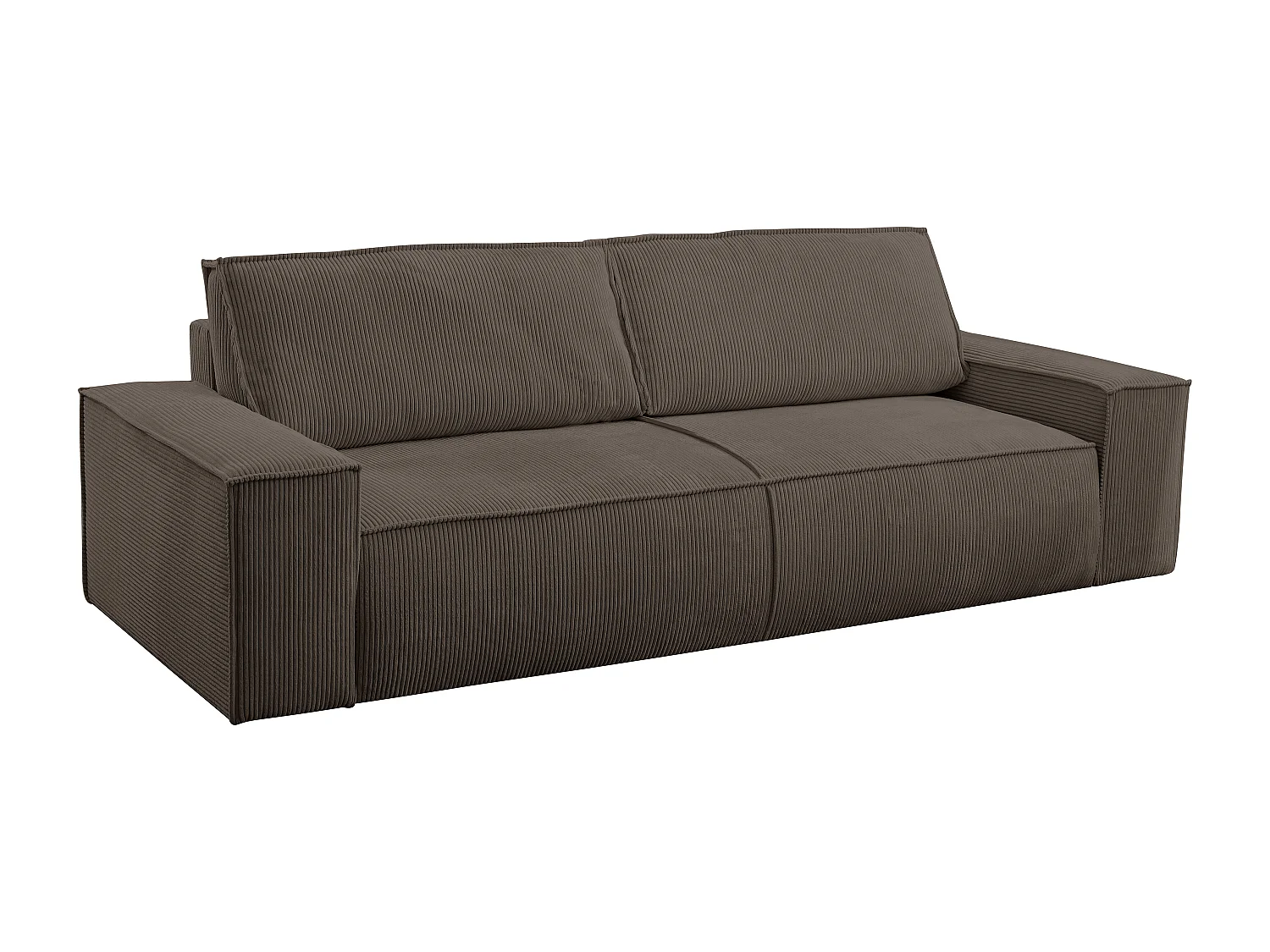 Canapé 4 places convertible et fauteuil en velours côtelé marron AMELIA
