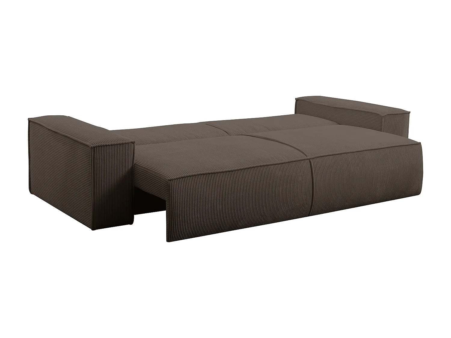 Canapé 4 places convertible et fauteuil en velours côtelé marron AMELIA
